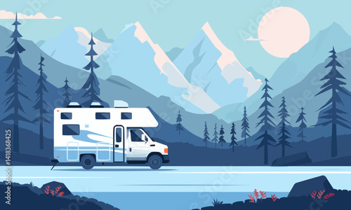 recreational vehicle vector flat minimalistic isolated illustration