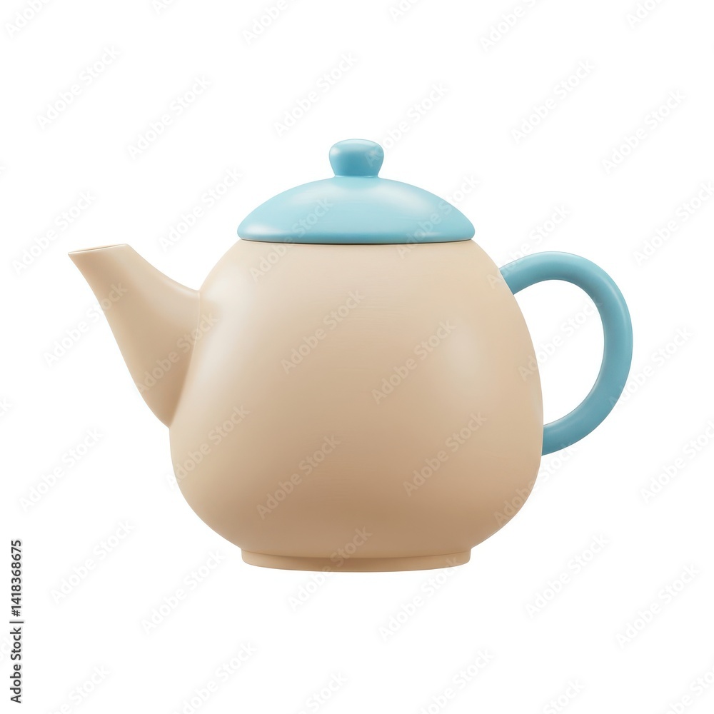 Fototapeta premium 3d ceramic teapot on white background isolated on white background