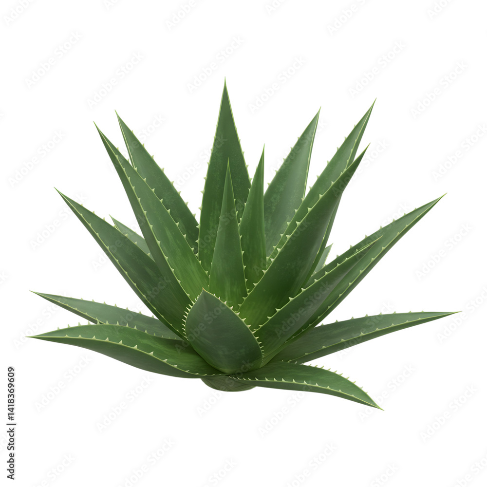 Spiky green aloe vera plant in a white background Spiky green aloe vera plant in a white background