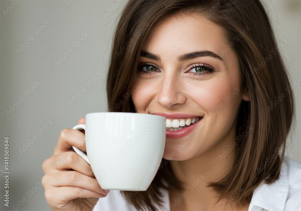 close up of a beautiful woman drinking coffee close up of a beautiful woman drinking coffee