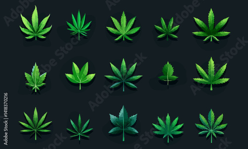 Marijuana leaf icon set. Vector illustration design