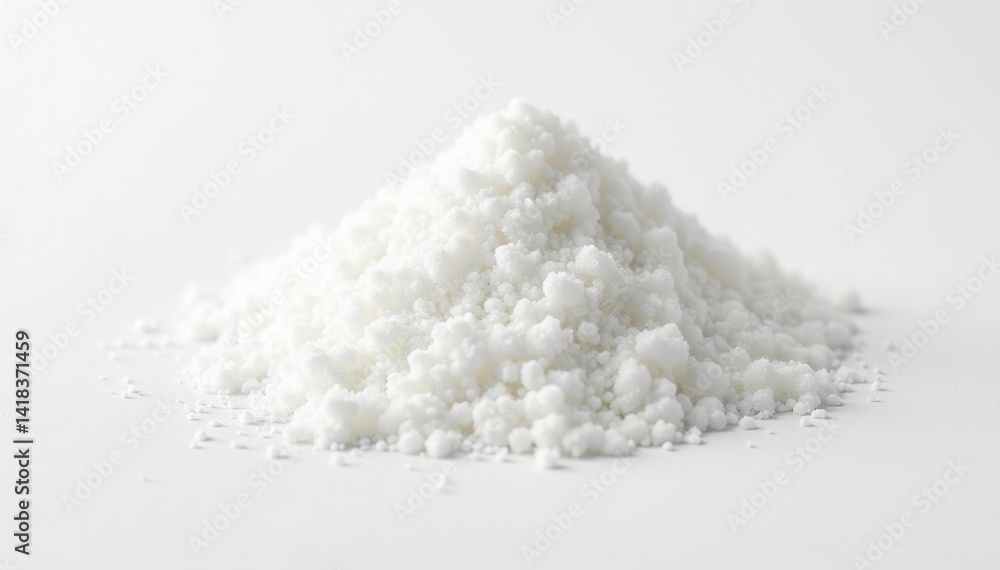 Pile of white granulated sugar on white background, clean, granulated Pile of white granulated sugar on white background, clean, granulated