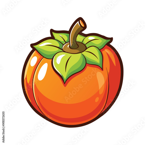 Cartoon illustration of a persimmon