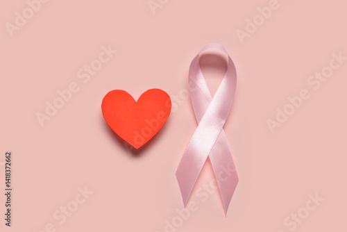 Pink awareness ribbon and r...
