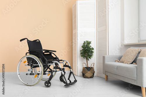 Empty wheelchair with foldi...