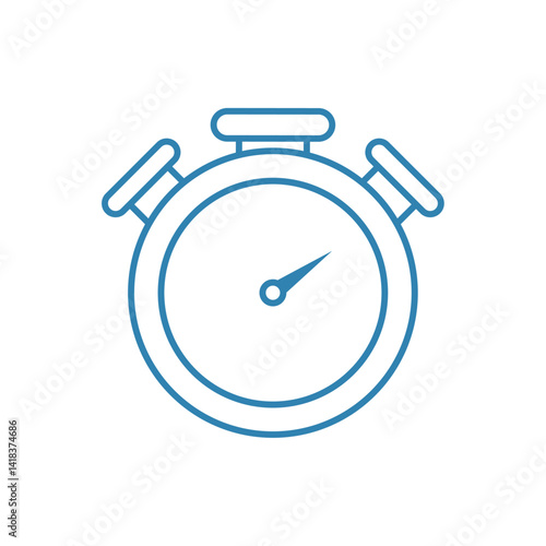 Minimalist line art vector illustration of a stopwatch icon representing timing, interval training, and fitness tracking for workouts and sports activities.