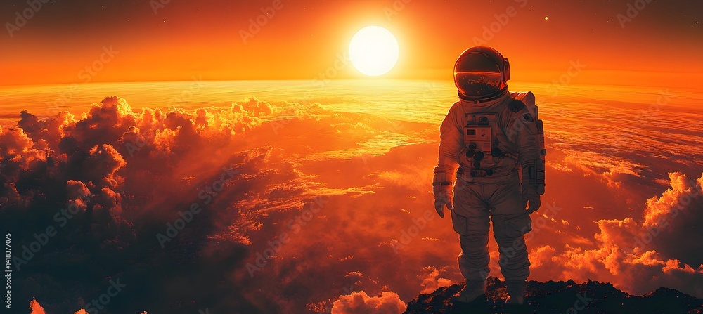 Fototapeta premium Stylized space art celebrating Yuri Gagarin’s historic flight aboard Vostok 1, featuring Earth view and retro space race inspiration 