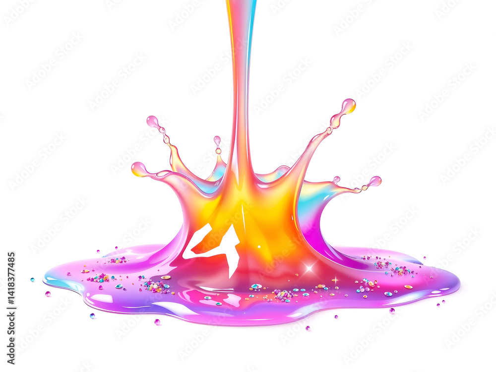 Splash of multicolor paint on white, showing energy and creativity, ideal for abstract, art, or design themes. Generative AI