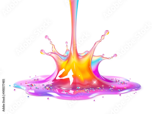 Obraz na płótnie Splash of multicolor paint on white, showing energy and creativity, ideal for abstract, art, or design themes. Generative AI w salonie