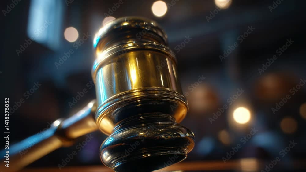 Close up of a Judge's Gavel Striking During a Legal Proceeding Generative AI Close up of a Judge's Gavel Striking During a Legal Proceeding Generative AI