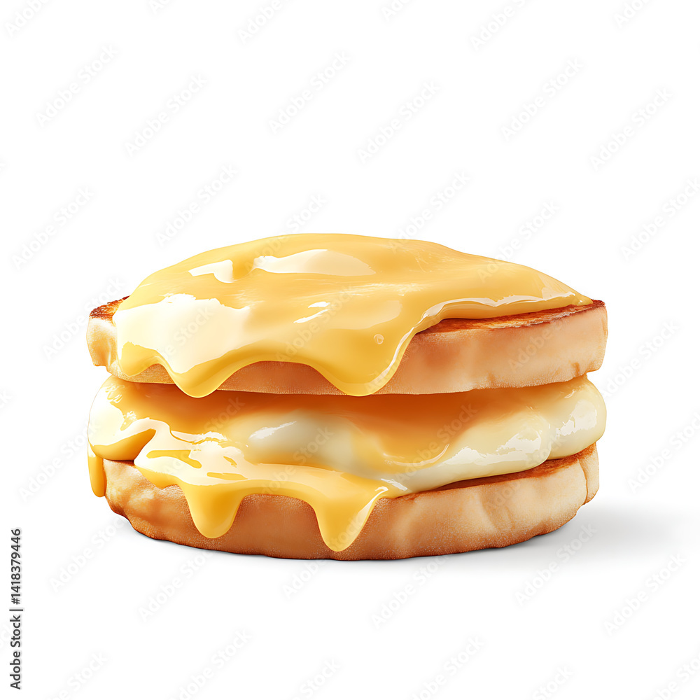 Eggs Benedict with hollandaise sauce, isolated white background, photorealism art style Eggs Benedict with hollandaise sauce, isolated white background, photorealism art style
