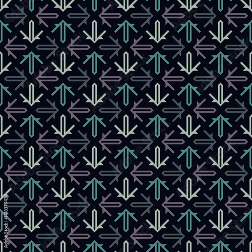 Seamless ethnic vector. Tribal wallpaper. Arrows ornament. Folk pattern. Geeometric backdrop. Mosaics motif. Grid background. Digital paper. Textile print. Ethnical web design. Abstract image