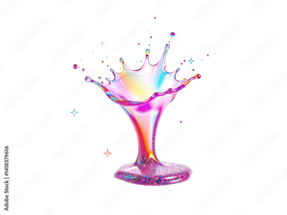 Vibrant multicolor splash with glossy paint texture, isolated on white, ideal for modern, artistic, and abstract visuals. Generative AI