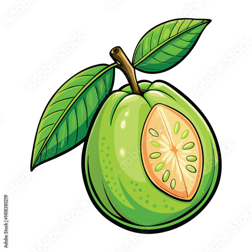 Juicy, Green Fruit with Leaves