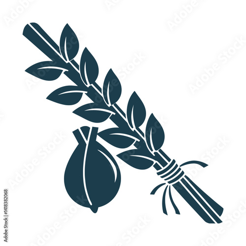 Sukkot Lulav and Etrog Vector Illustration Sukkot Lulav & Etrog – Bound palm branch (lulav) with a citrus fruit (etrog)