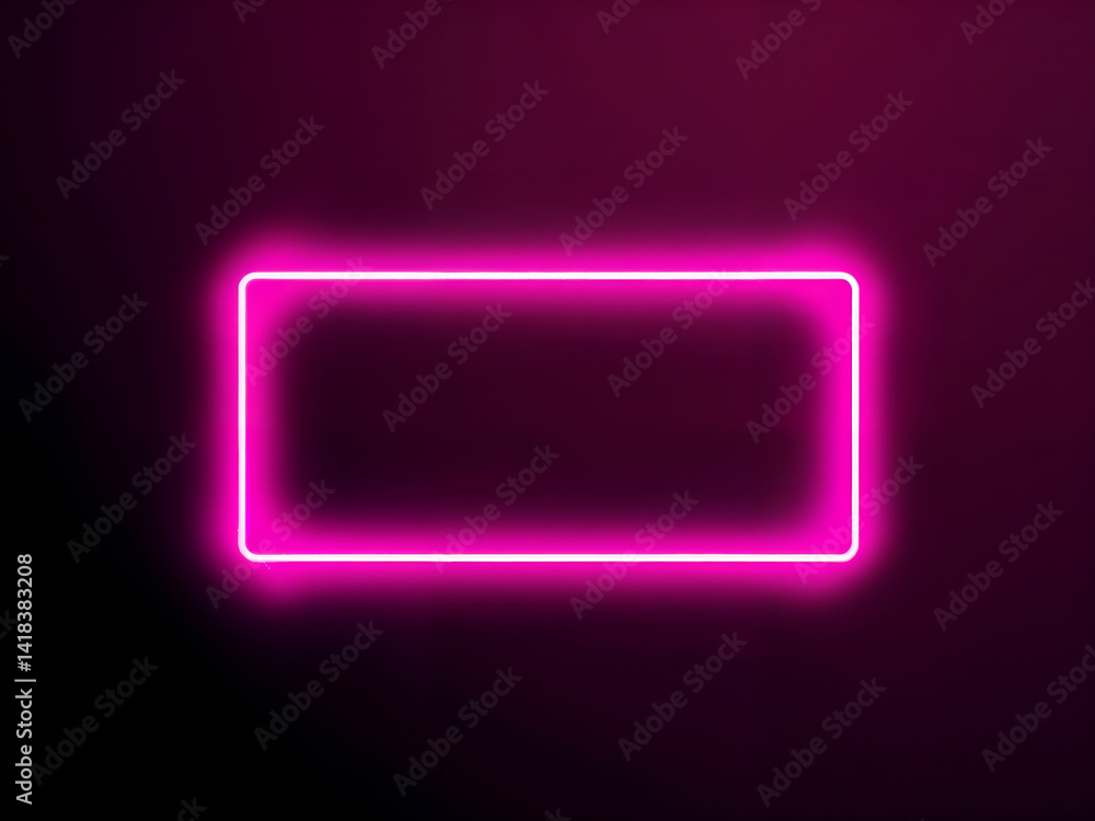 Glowing neon pink rectangular frame over dark background, perfect for digital poster, ad template, or tech theme. Generative AI
