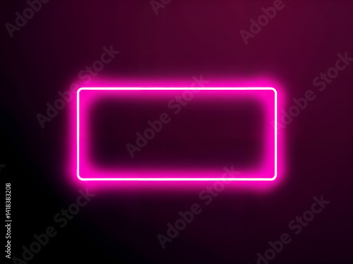 Obraz na płótnie Glowing neon pink rectangular frame over dark background, perfect for digital poster, ad template, or tech theme. Generative AI w salonie