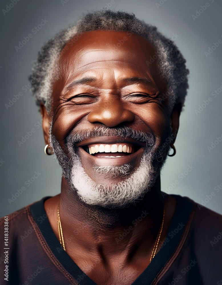 Obraz premium creative handsome mature african american man laughing portrait close up