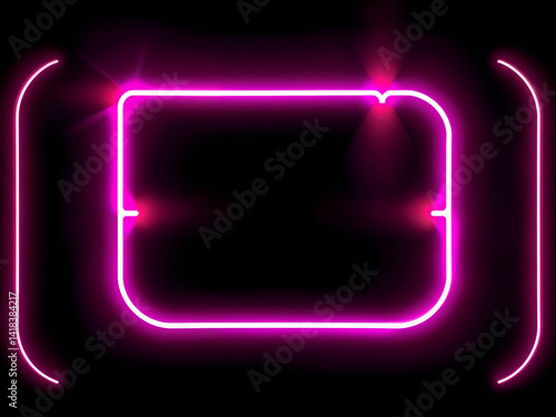 Obraz na płótnie Glowing neon pink rectangular frame over dark background, perfect for digital poster, ad template, or tech theme. Generative AI w salonie