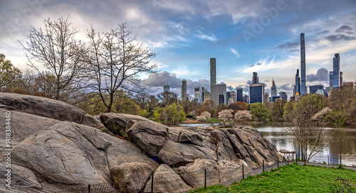 Obraz na płótnie Central Park, New York City at the lake w salonie