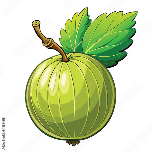 Green gooseberry with leaves