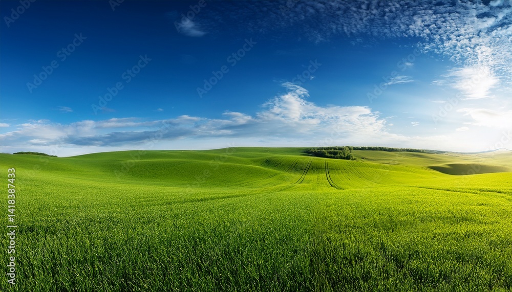 Fototapeta premium green field and blue sky