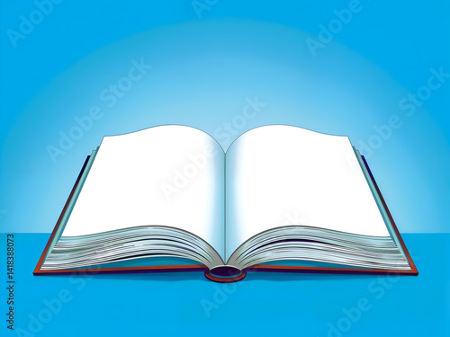 Obraz na płótnie Open book with blank pages on blue gradient background, perfect for education, reading, or knowledge themes. Generative AI w salonie