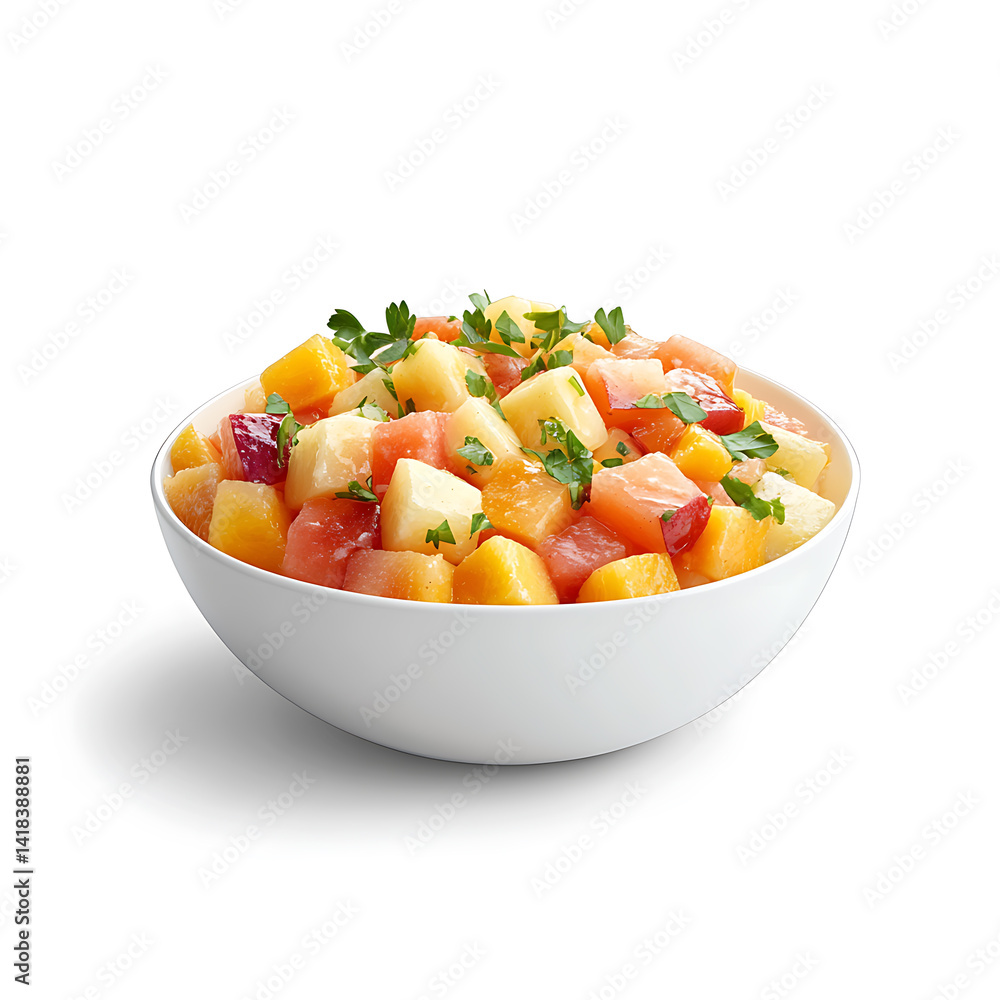 Fruit salad, isolated white background, photorealism art style Fruit salad, isolated white background, photorealism art style