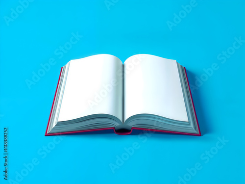 Obraz na płótnie Open book with blank pages on blue gradient background, perfect for education, reading, or knowledge themes. Generative AI w salonie