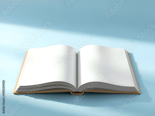 Obraz na płótnie Open book with blank pages on blue gradient background, perfect for education, reading, or knowledge themes. Generative AI w salonie