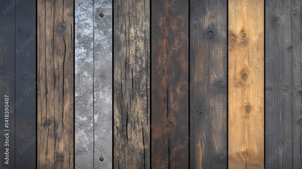 A rustic background of wooden planks with varying textures and colors. A rustic background of wooden planks with varying textures and colors.