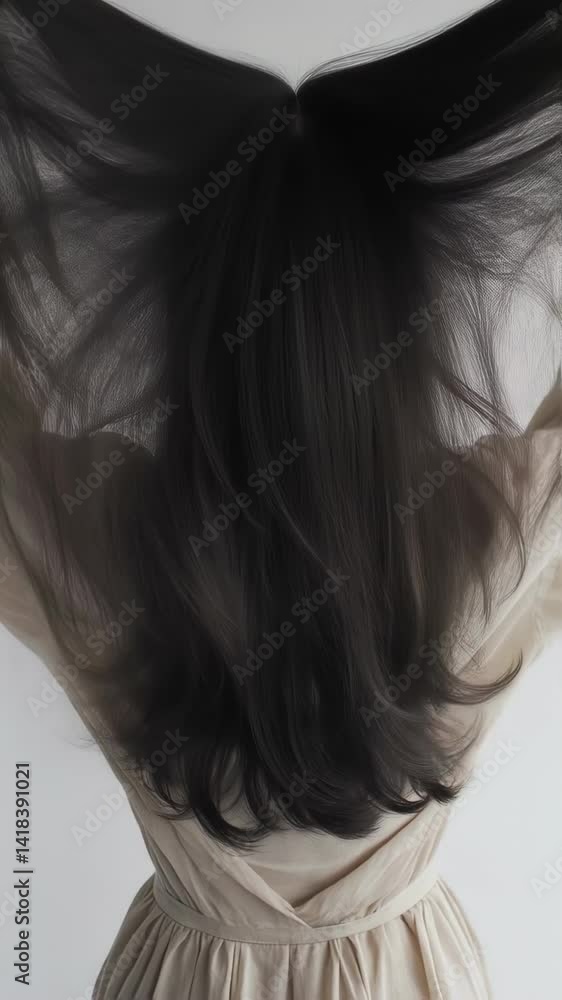 Beautiful young girl layered cut hair and medium long hair Beautiful young girl layered cut hair and medium long hair