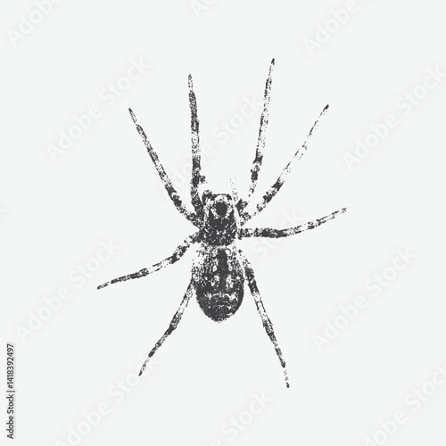 spider in scream for grunge punk y2k collage design, with a halftone stipple effect. Antique engraving illustration
