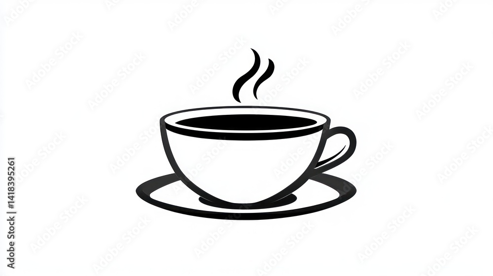 Steaming Hot Beverage in a Classic Cup and Saucer Illustration for Culinary and Lifestyle Conce Steaming Hot Beverage in a Classic Cup and Saucer Illustration for Culinary and Lifestyle Conce
