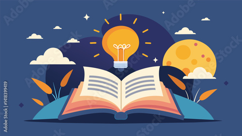 As the early sunlight dances on the pages the writers imagination runs wild dreaming up new ideas and plans for the day and beyond.. Vector illustration