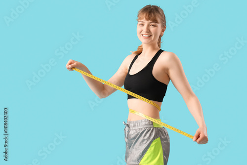 Young sporty woman with mea...