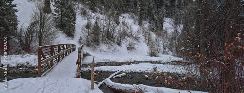 Obraz na płótnie Tibble Fork Loop winter storm snow views from hiking trail Lone Peak Wilderness Uinta Wasatch Cache National Forest, Rocky Mountains, Utah. United States. w salonie