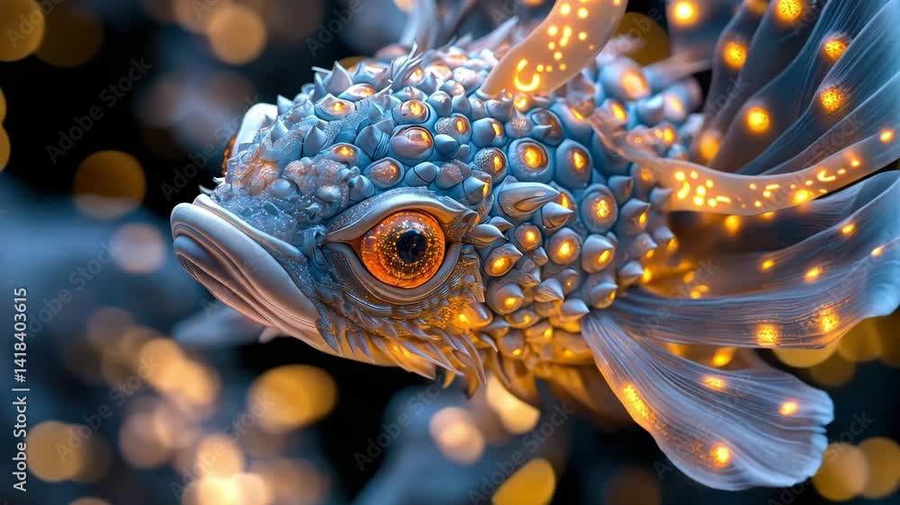 Colorful Fish with Bright Glow Underwater in a Mystical Setting Colorful Fish with Bright Glow Underwater in a Mystical Setting