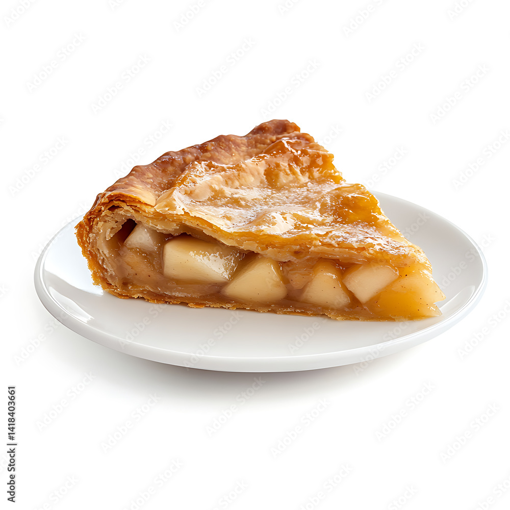 Homemade apple pie with a golden crust, isolated white background, modern art style Homemade apple pie with a golden crust, isolated white background, modern art style