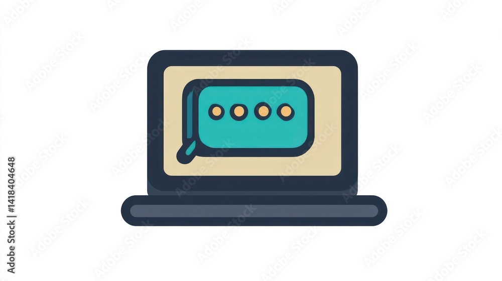 Laptop with Chat Bubble Online Communication and Messaging Icon for Digital Platforms Laptop with Chat Bubble Online Communication and Messaging Icon for Digital Platforms