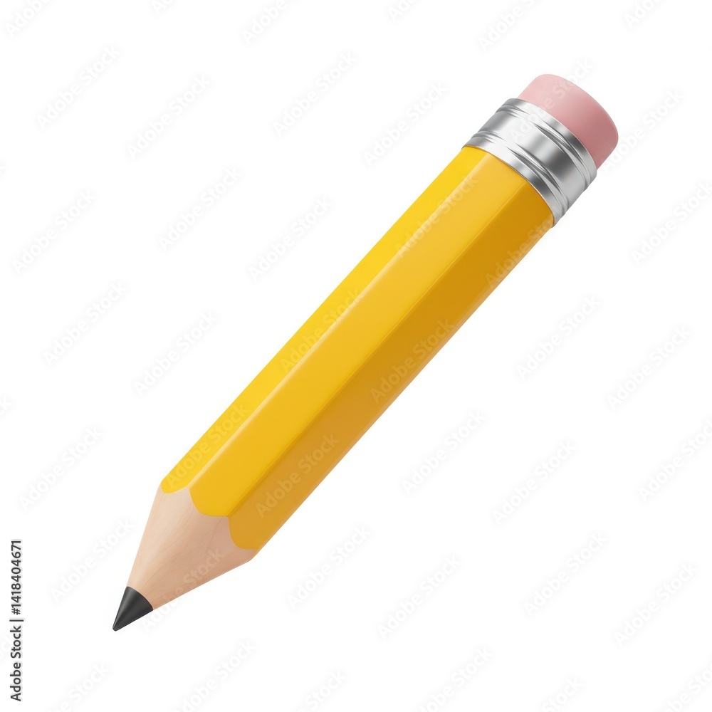 3d yellow pencil with eraser background isolated on white background 3d yellow pencil with eraser background isolated on white background