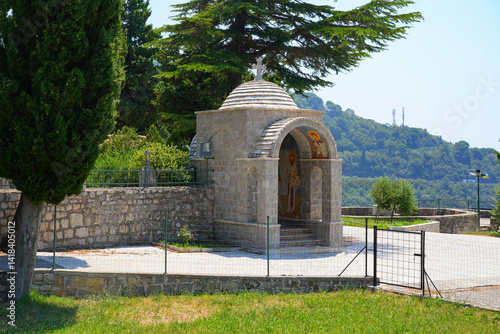 Obraz na płótnie Gatehouse of the Reževići Monastery in Montenegro - Serbian orthodox monastery near Budva and the Adriatic Sea w salonie