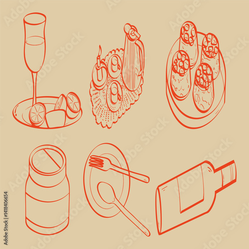 Dinner table with food and drinks