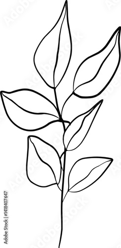 Hand Drawn Line Art of Leaf Illustration 
