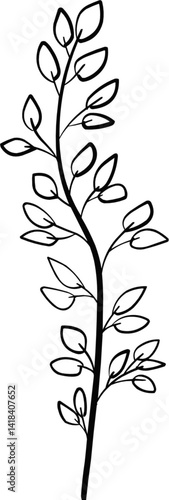 Hand Drawn Line Art of Leaf Illustration 