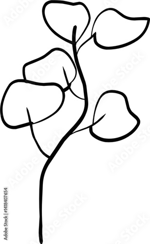 Hand Drawn Line Art of Leaf Illustration 