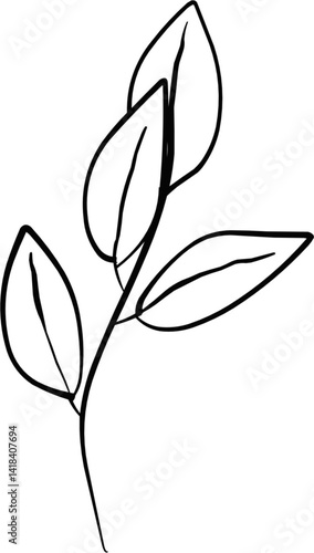 Hand Drawn Line Art of Leaf Illustration 