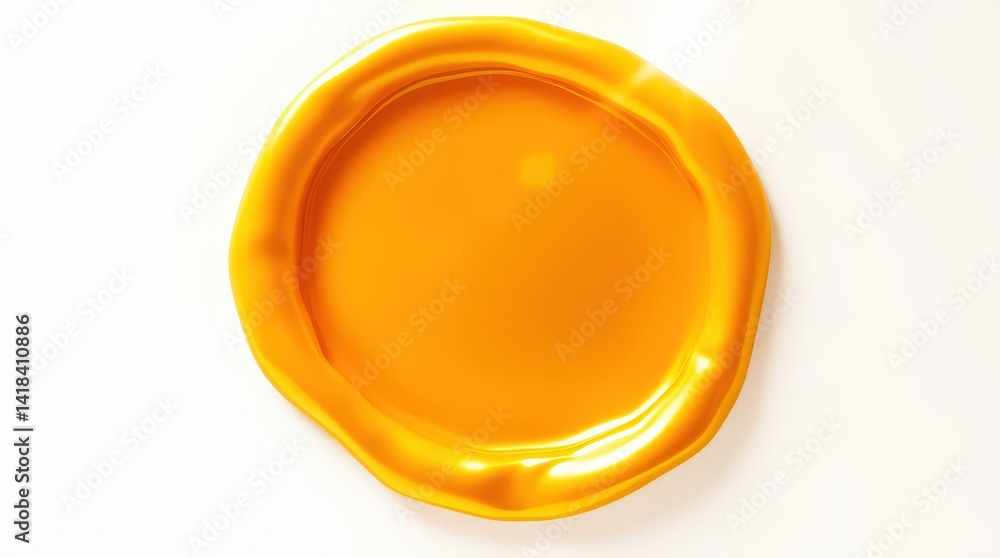 Shiny, smooth round orange seal on white surface. Shiny, smooth round orange seal on white surface.