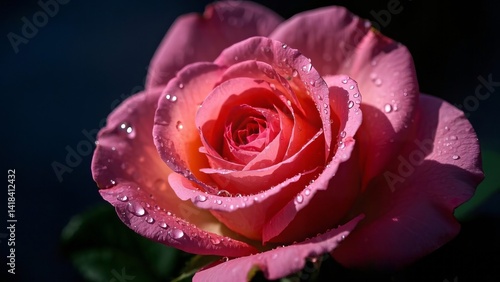pink rose with water drops