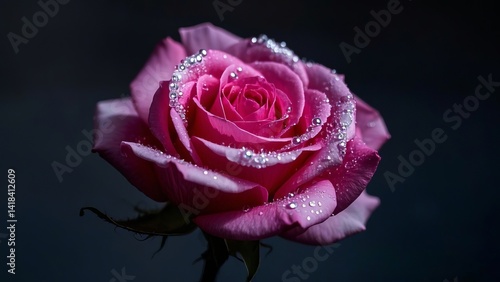 pink rose on black background